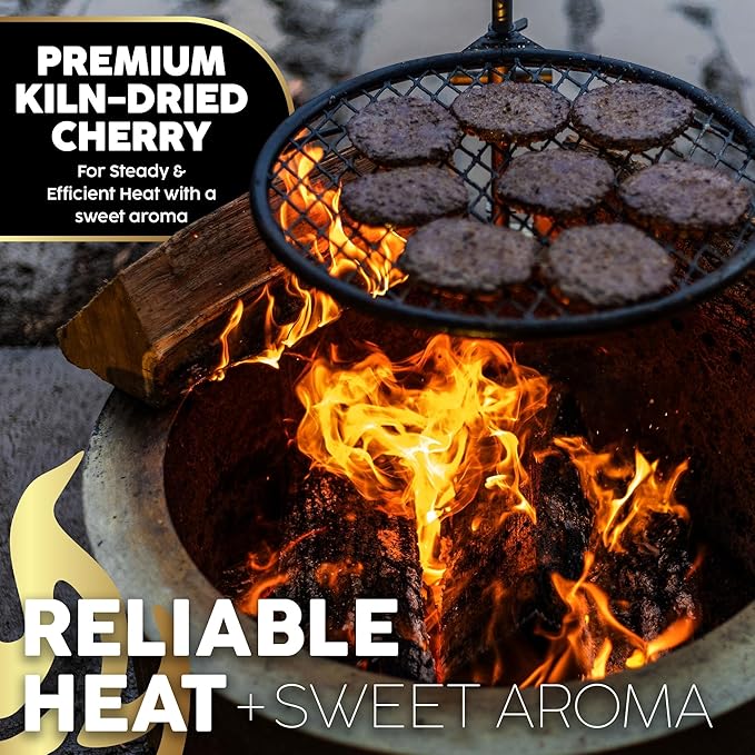 Firewood Central Kiln-Dried PA Cherry ??8??Splits (Approx 39.5 lb) ??Sweet Smoking Woodfor Pizza Ovens, Grilling, Smoking, BBQ, Stoves & Fire Pits ??Sweet Fruity Flavor, USA-Sourced