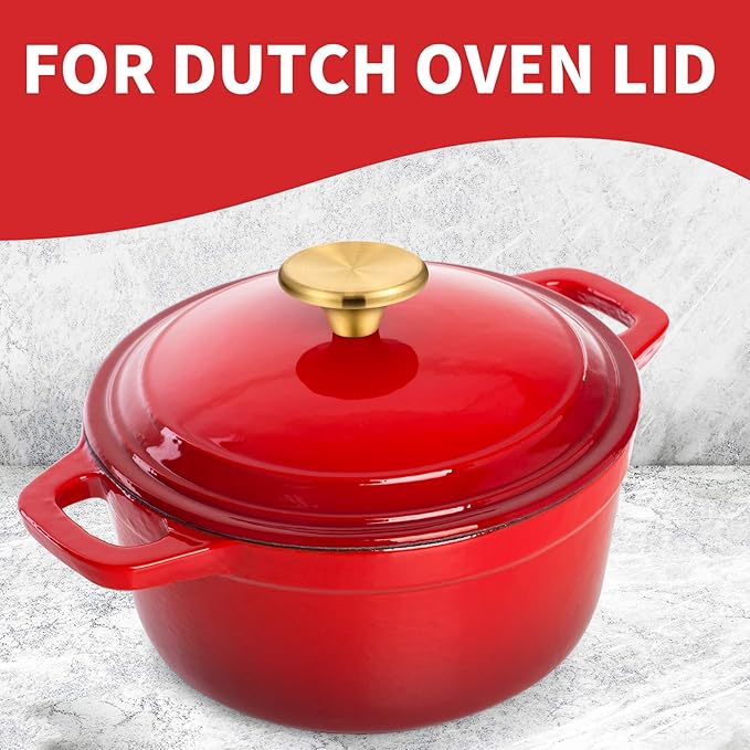 Hotop 4 Sets Dutch Oven Knob Stainless Steel Replacement Knob Pot Lid Handle Compatible with Le Creuset, Aldi, Lodge and Other Enameled Cast-Iron Dutch Oven (Gold)