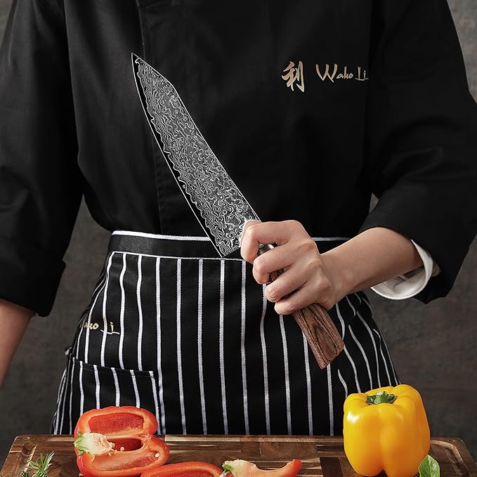 Wakoli EDIB Pro Premium Kiritsuke Chef's Knife ??Japanese-Style Kitchen Knife | 8-Inch Blade Made of 67-Layer Genuine Damascus Steel with Pakkawood Handle | Sharp, Durable, Professional Cooking Tool