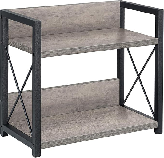 Giikin Countertop Shelf Organizer, 2 Tier Kitchen Spice Rack Organizer for Countertop, Wood Coffee Counter Shelf Organizer for Home (Grey, S)