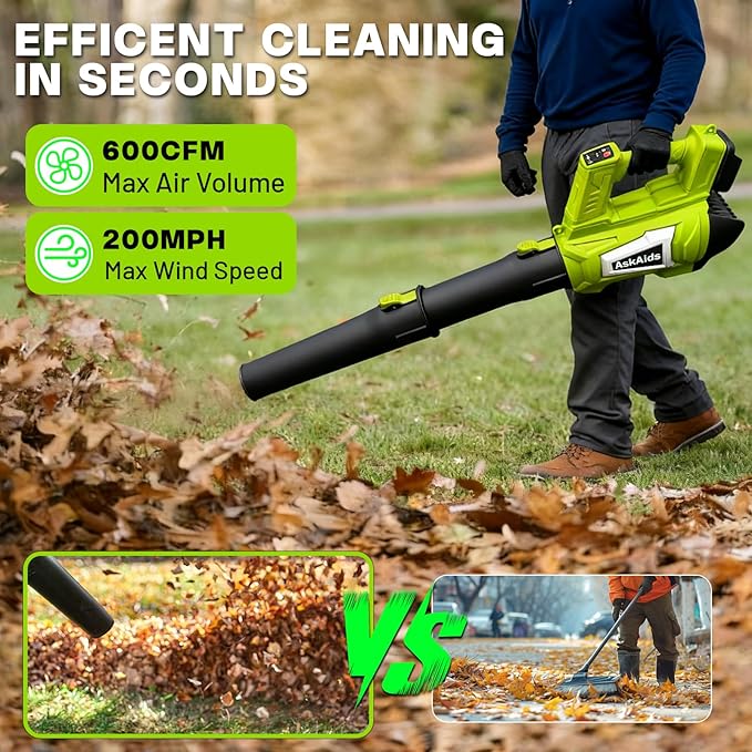 Leaf Blower Cordless, Electric Leaf Blower with 2 x 4.5Ah Batteries and Charger, 5 Speed Modes, 1 x Adjustable Shoulder Strap, Lightweight Leaf Blowers for Blowing Lawn Care, Garden, Patio Cleaning