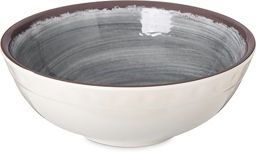 Carlisle FoodService Products Mingle Resuable Plastic Bowl Small Bowl with Pottery Style for Home and Restaurant, Melamine, 17 Ounces, Smoke, (Pack of 12)