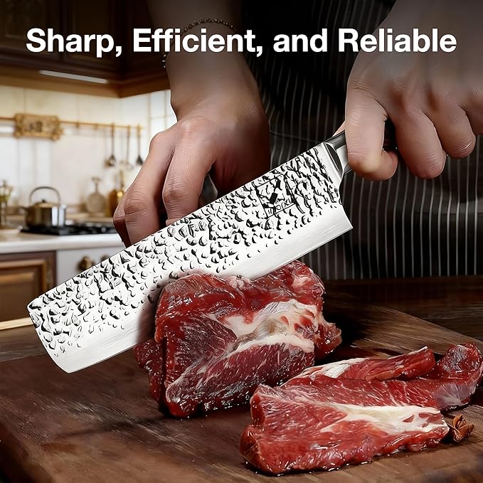 imarku Nakiri Knife,7 Inch High Carbon Stainless Steel Japanese Chef Knife,Razor Sharp Chopping Vegetable and Meat Cleaver Kitchen Knife with Ergonomic Handle,Christmas Gifts for Women and Men