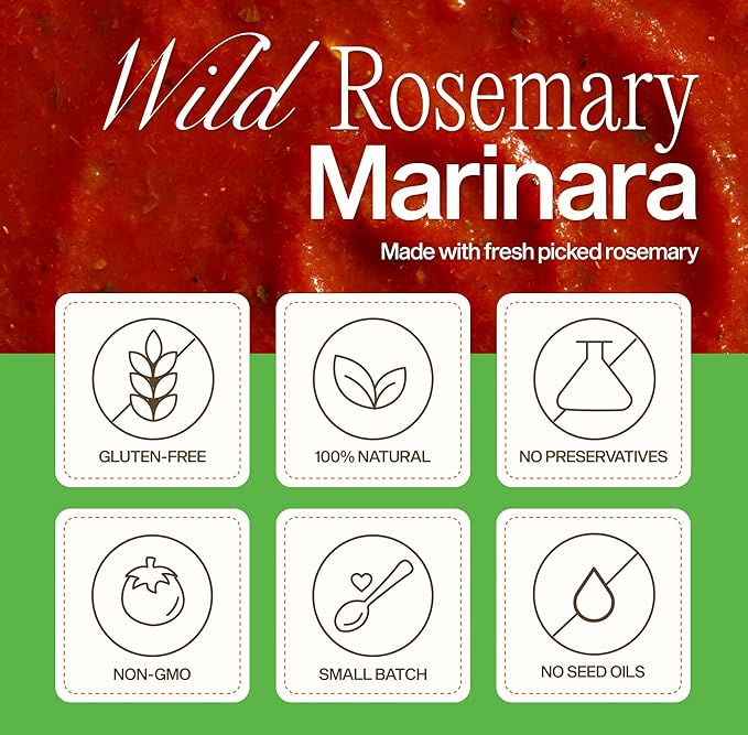 Sauz | Wild Rosemary Marinara Sauce, 25 Oz Jar (4-Pack), Gluten-Free, Non-GMO, Bold Flavor, Multi-Use Made with Clean Ingredients ??Small Batch Tomato Sauce
