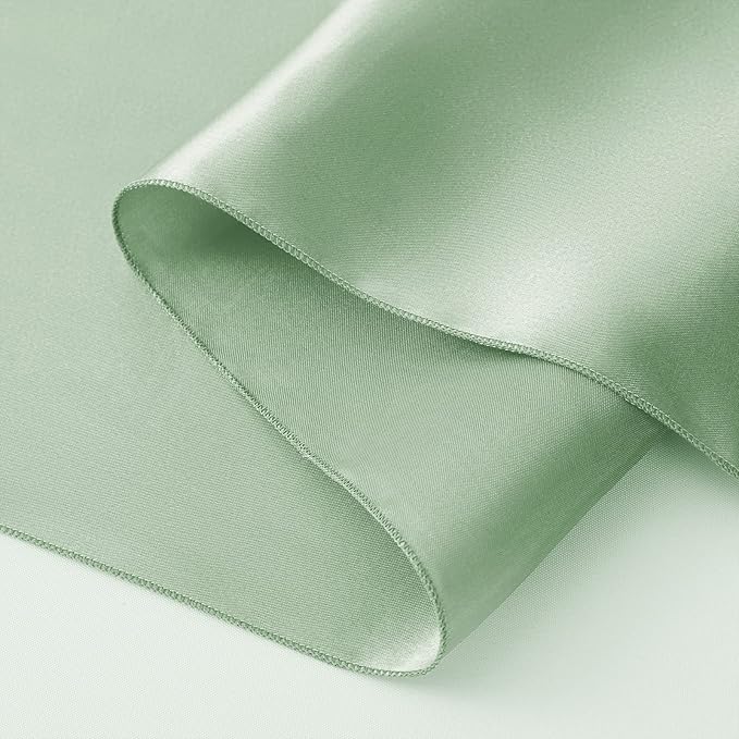 Horbaunal 6 Pack Satin Runners 12 x 72 Inch Bright Silky Smooth Satin Table Runners for Birthday Wedding Party Banquets, Sage Green