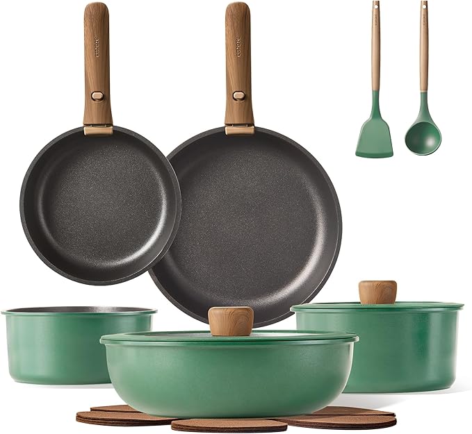 CAROTE 15pcs Pots and Pans Set, Nonstick Cookware Set Detachable Handle, Induction Kitchen Cookware Sets Non Stick with Removable Handle, RV Cookware Set, Oven Safe