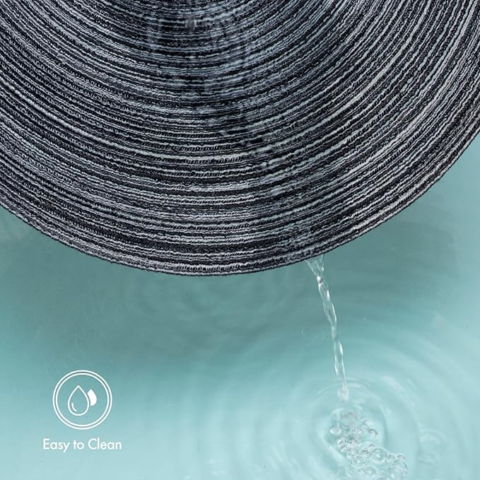 Winknowl Round Braided Placemats Set of 6 Washable Woven Heat Resistant Table Mats for Kitchen Dining Tables 15 inch Round Place Mats (Mist Gray,6)