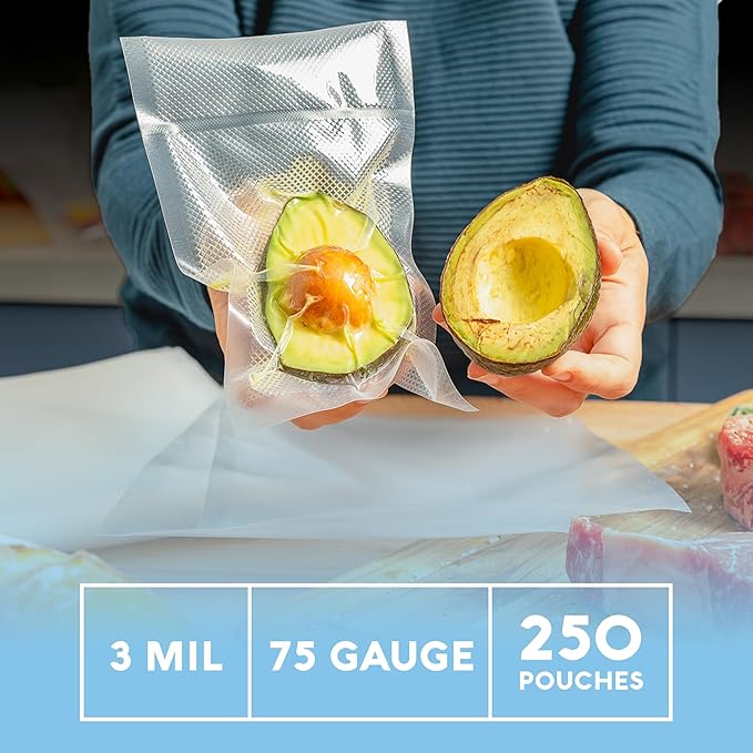Avid Armor Chamber Vacuum Sealer Bags ??Heavy Duty, BPA-Free, Pre-Cut Chamber Vacuum Bags for Food Preservation, Freezer Storage, Sous Vide and more, 250/Pack (8x10) ??Multi-Use Vacuum Bags