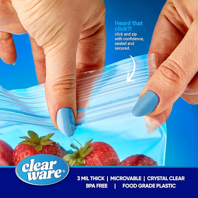 Gallon Freezer Bags, Double Zipper Seal - 200 Count, (4 Packs of 50) Thick Plastic Storage Bags - Reusable Gallon Storage Bags for Food Storage, Meat, Vegetables, Fruit - Microwave-Safe, BPA Free