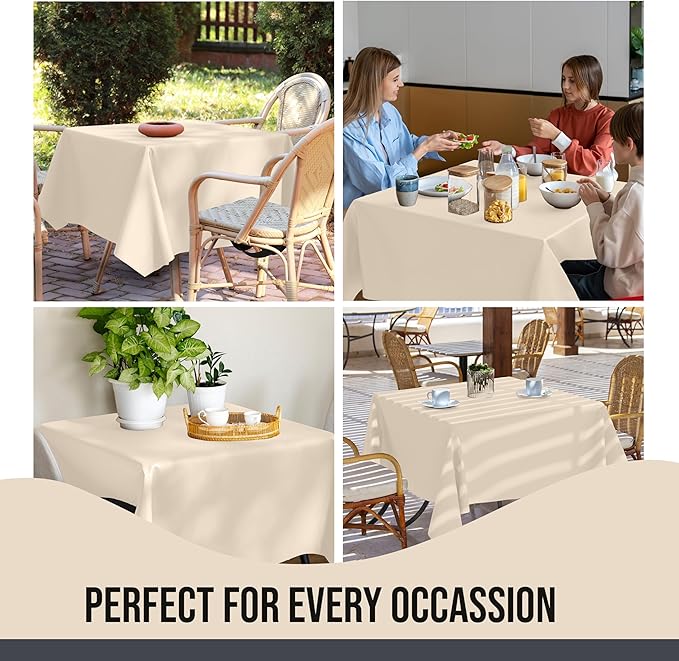 Party Solids 12-Pack Ivory Square Plastic Disposable Tablecloth ??Size: 52 횞 52 Inches ??Square Table Cover for Parties, Picnics & Formal Events
