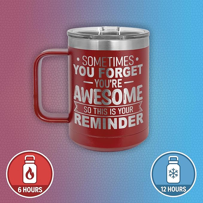 Spotted Dog Company Inspirational Travel Coffee Mug, Inspirational Gifts for Men Dad Father Wife Sister Women, Birthday For Him Her, You?셱e Awesome Tumbler, Teacher Coworker Gifts 15oz Maroon