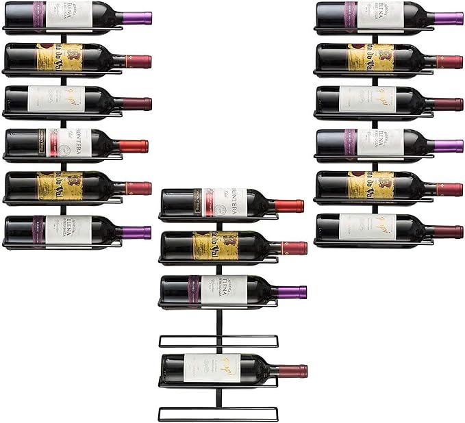 Sorbus Wall Mount Wine Rack ??Holds 6 Bottles ??Black Metal Wine Bottle Holder for Wall, Modern Wine Rack for Home Bar, Kitchen