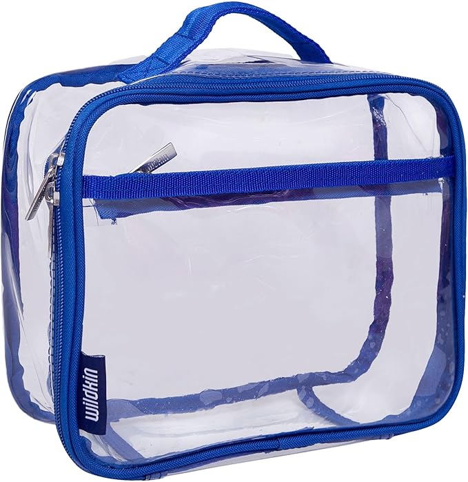 Wildkin Kids Insulated Lunch Box ??Durable and Reusable for School & Travel - Clear w/Blue Trim