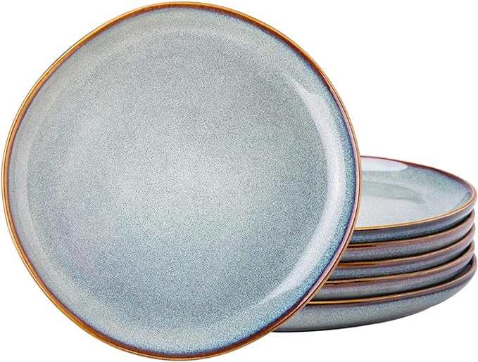 AmorArc Ceramic Plates Set of 6, 8.5 Inch Handmade Reactive Glaze Stoneware Plates set for Dessert, Salad, Appetizer, Small Dinner dishes, Microwave & Dishwasher Safe, Scratch Resistant