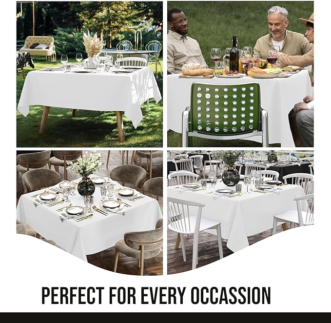 Party Solids 12-Pack White Square Plastic Disposable Tablecloth ??Size: 70 횞 70 Inches ??Square Table Cover for Parties, Picnics & Formal Events