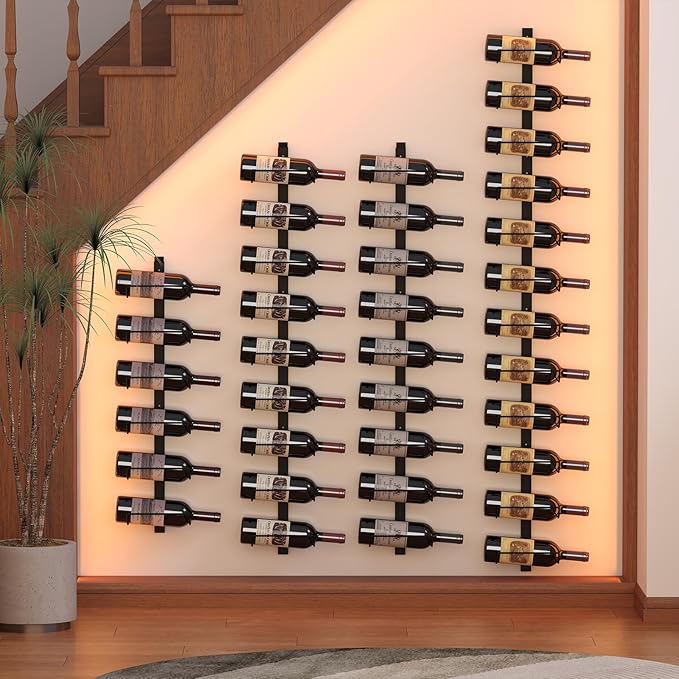Sonyabecca Wall Wine Rack for 12 Wine Bottles竊똃IY Detachable Wine Storage Organizer, Wall Mount Wine Bottle Display Holder Used As One or Four, for Kitchen,Pantry,Wine Cellar,Gift for Dad,Husband