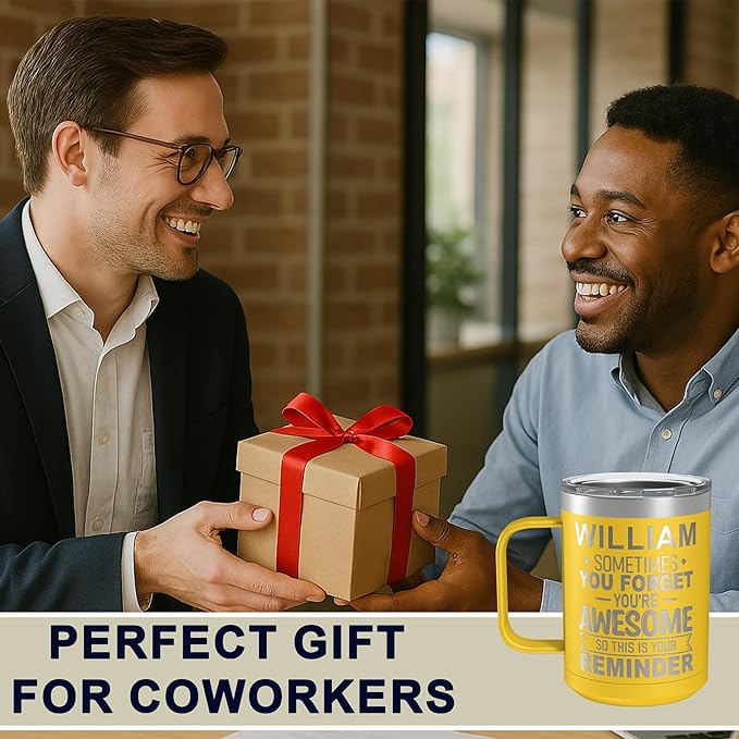 Personalized Inspirational Travel Coffee Mug, Inspirational Gifts for Men Dad Wife Sister Women, Custom Birthday For Him Her, Customized You?셱e Awesome Tumbler, Teacher Coworker Gifts 15oz Yellow