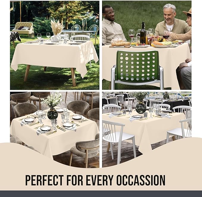 Party Solids 12-Pack Ivory Square Plastic Disposable Tablecloth ??Size: 70 횞 70 Inches ??Square Table Cover for Parties, Picnics & Formal Events