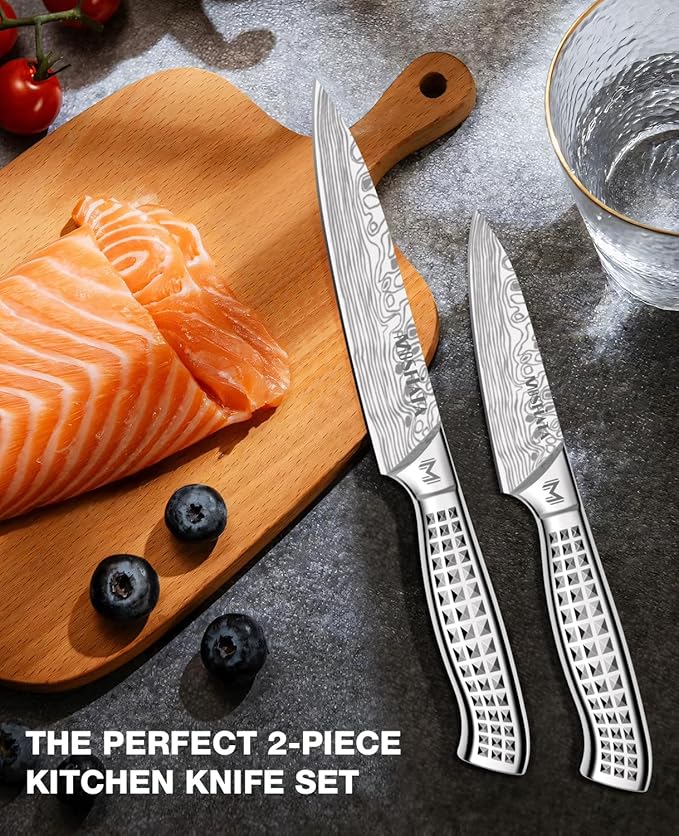 MOSFiATA 2pcs knife set竊똕tainless Steel Handle, Knives Set for Kitchen, Chef Knife Set Come with Gift Box