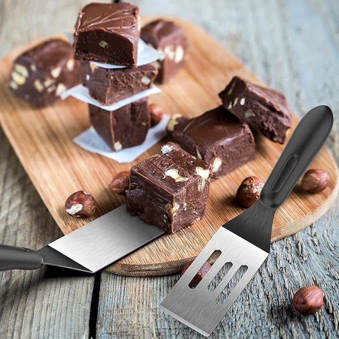 Small Spatula 4 Pieces, Mini Serving Spatula for Kitchen Use, Metal Spatula for Serving and Turning, Ideal for Pancakes, Brownies, Desserts, Cookie, Eggs or Small Pan