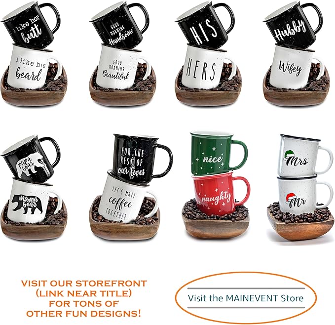MAINEVENT Naughty Nice Christmas Mugs Coffee Set 11 Ounce, Christmas Cups Couple Gift