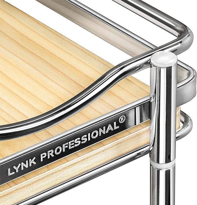 LYNK PROFESSIONAL짰 횋lite??Pull Out Spice Rack Organizer for Inside Kitchen Cabinets - 6"x21" - Slide Out Drawer ??Wood/Chrome Sliding Spice Cabinet Organization Shelf Racks - 2 Tier