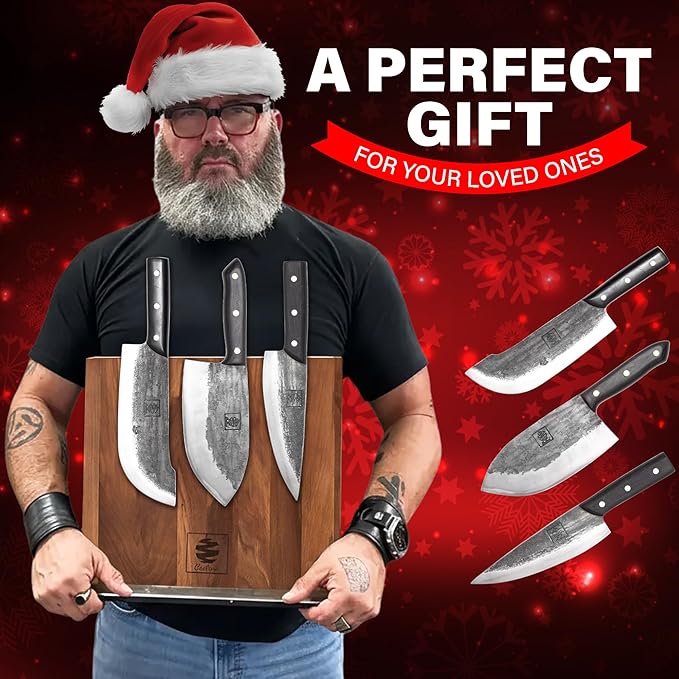 COOLINA The Ultimate Trio Professional Kitchen High-Carbon Steel Knife Set | Handmade Knives for Daily Kitchen Tasks | Full Tang, Ergonomic, Razor Sharp (Tungsten, Galba, Daozi)