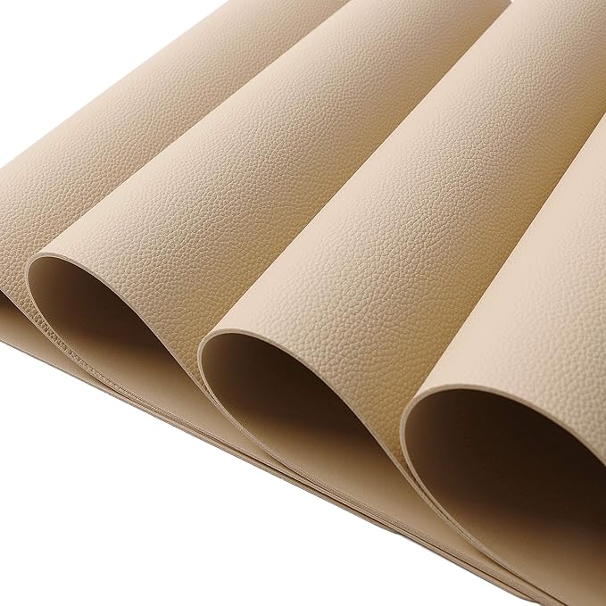 Wipeable Placemats Leather Table Mats Waterproof Heat-Resistant Easy to Clean for Dining Table Set Kitchen Table (4, Buff)
