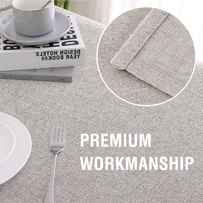 H.VERSAILTEX Linen Textured Tablecloth 60 x 102 Waterproof Decorative Table Cloth Spill-Proof Linen Look Cover for Party Table Extra Soft and Thick Fabric Wrinkle Free, Heather Taupe