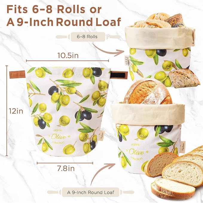 Reusable Beeswax Bread Bag for Homemade Sourdough, Natural Sourdough Bread Storage Bags, Keep Fresh, Bakery Essentials(Olive) | Breathable material, Freezer safe, Reusable, Durable, Extra-large