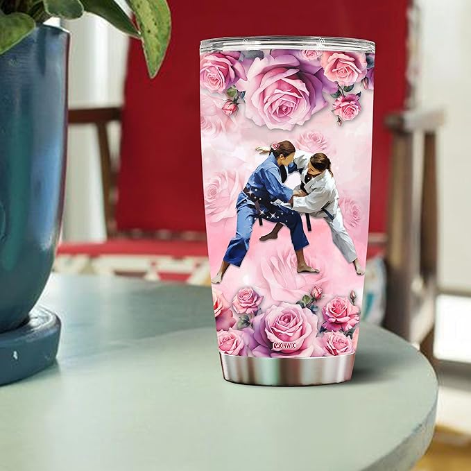 WONWIX Personalized Judo Tumbler Gift for Women, 20oz Stainless Steel Insulated Water Bottle Travel Mug Cup, Perfect Gifts for Girls, Wife, Daughter, Christmas, Birthday, Mother's Day, Valentine