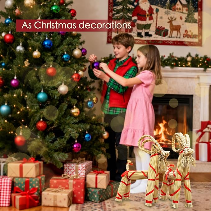 16.1-inch Tall Swedish Straw-Woven Christmas Goat Yule Decoration forome Birthday Party Interior Outdoor Holiday Tradition Decor