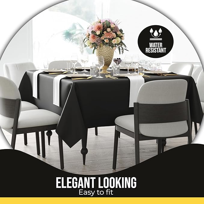 Party Solids 12-Pack Black Square Plastic Disposable Tablecloth ??Size: 70 횞 70 Inches ??Square Table Cover for Parties, Picnics & Formal Events
