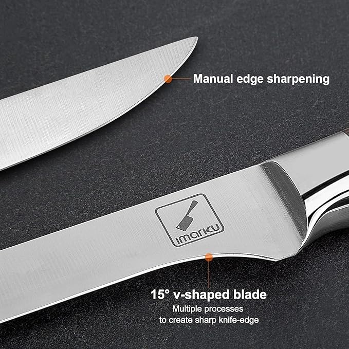 imarku Fillet Knife, German High Carbon Boning Knife, 6-Inch Stainless Steel Professional Grade Boning Fillet Knife for Fish, Pakkawood Handle for Meat and Poultry, Gifts for Men and Women
