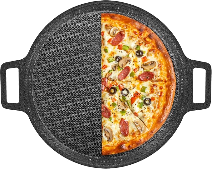 Laser-etched Nonstick Pizza Steel, 3-Layer Hybrid Steel Pizza Pan with Aluminum Core, Better Thermal Conductivity than Stone, Safe Up to 900째F, Food-grade Non-stick Oven Baking Pan, PTFE & PFAS Free