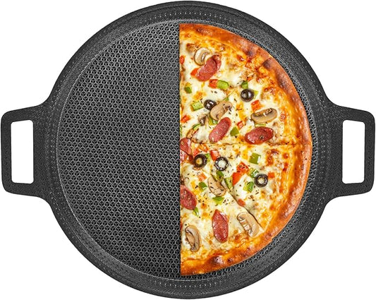 Laser-etched Nonstick Pizza Steel, 3-Layer Hybrid Steel Pizza Pan with Aluminum Core, Better Thermal Conductivity than Stone, Safe Up to 900째F, Food-grade Non-stick Oven Baking Pan, PTFE & PFAS Free
