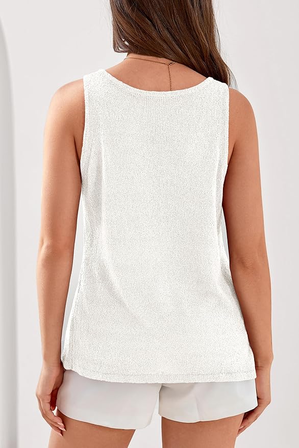 PRETTYGARDEN Women Summer Tank Tops 2026 Basic Sleeveless V Neck Lightweight Knit Beach Vacation Clothes Going Out Top