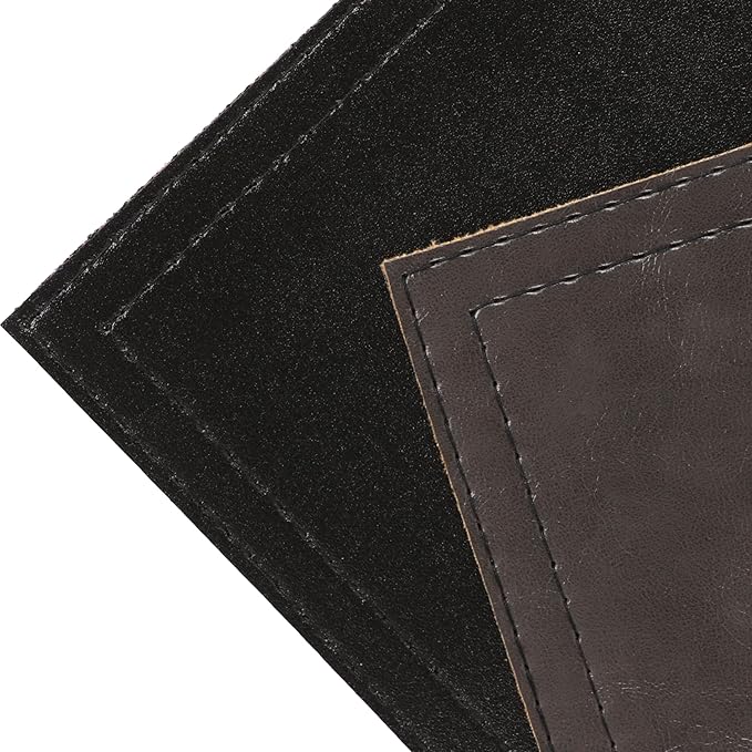 Jovono Waterproof PU Placemats, Faux Leather Dining Table Mat, Set of 8, Easy to Wipe Off Scrub Vinyl Mat, Heat & Stain Resistant for Office Conference Table, Home D챕cor Grey