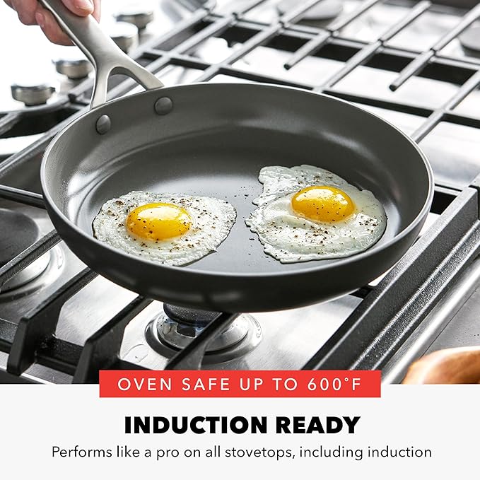 GreenPan x Bobby Flay 10??& 12??Hard Anodized Ceramic Nonstick Frying Pan Set, PFAS-Free, Induction Compatible Skillets, Oven & Broiler Safe to 600?F, Dishwasher Safe, Black