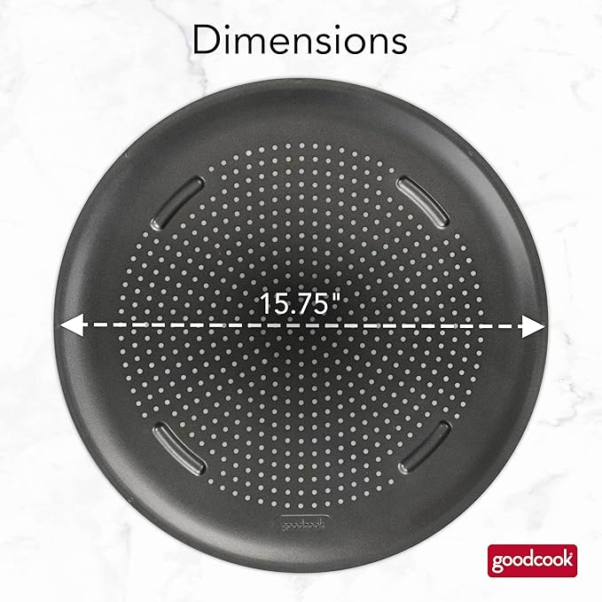 GoodCook AirPerfect Nonstick 16??Pizza Pan ??Pizza Tray for Oven, Perforated Round Pizza Pan, Carbon Steel Baking Pan, Homemade, Frozen & Leftover Slices