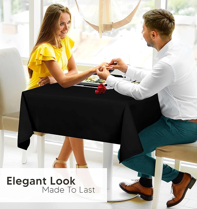 Utopia Kitchen Rectangle Table Cloth 2 Pack(60x60 Inches, Black), Tablecloth Machine Washable, Polyester Table Cover for Dining, Buffet Parties, Picnics, Events, Weddings and Restaurants