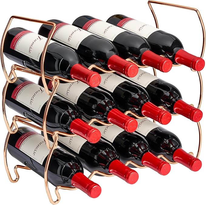 Sorbus Metal Wine Racks Countertop - 3 Tier Stackable Wine Rack - Bottle Rack Holds 12 Wine Bottles for Home, Bar, or Wine Cellar, Free-Standing Wine Rack for Inside Cabinet Wine Storage (Copper)