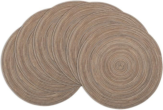 Winknowl Round Braided Placemats Set of 6 Washable Woven Heat Resistant Table Mats for Kitchen Dining Tables 15 inch Round Place Mats (Brown,6)