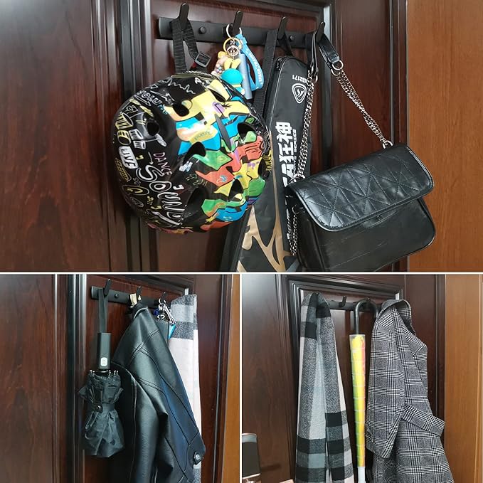 ULIBERMAGNET Magnetic Hooks,Heavy Duty Coat Magnetic Rack,Strong Rubber Magnetic Hanger for Refrigerator,Metal Cabinet,Hanging Coat, Towel, Bag, Backpack(Matte Black/4 Hooks)