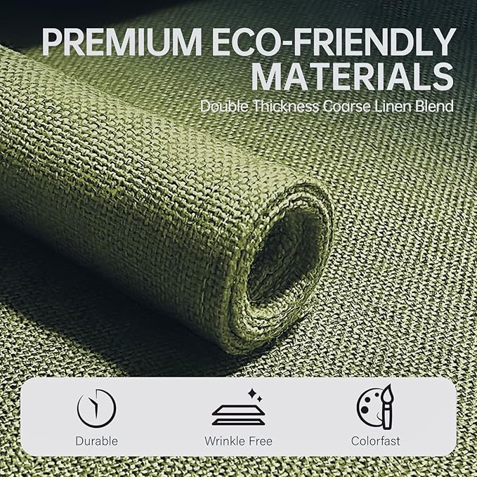 Blue Forest | Rectangular Faux Linen Placemats Set of 8 | Dual- Layered Thickened for Durability | Heat Resistant | Machine Washable | Wrinkle Free for Easy Care Indoor/Outdoor Use - Grass Green