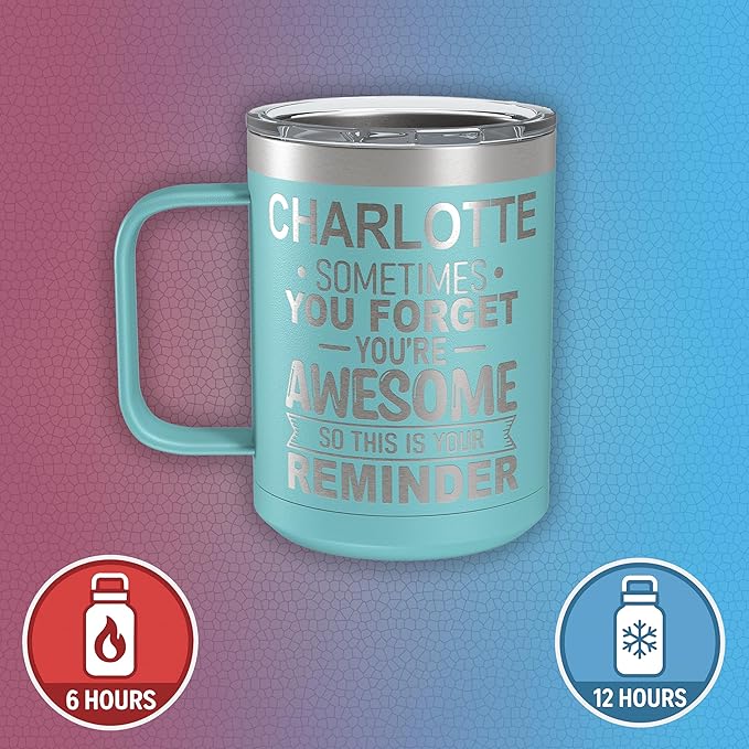 Personalized Inspirational Travel Coffee Mug, Inspirational Gifts for Men Dad Wife Sister Women, Custom Birthday For Him Her, Customized You?셱e Awesome Tumbler, Teacher Coworker Gifts 15oz Teal