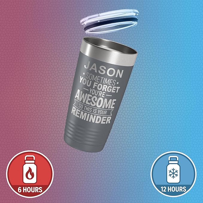 Personalized Inspirational Tumbler, Inspirational Gifts for Men Dad Father Wife Sister Women, Custom Birthday For Him Her, Customized You?셱e Awesome Tumbler, Teacher Coworker Gifts 20oz Gray