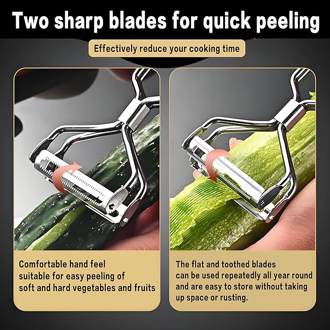 Sokalchw Best Vegetable Carrot Potato Peelers for Kitchen, Just Like Mom's old steel Fruits Peeler (Double Blade)