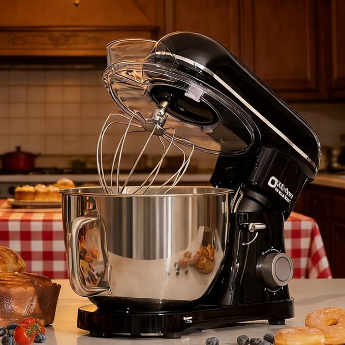 Kitchen in the box Stand Mixer - 8.5 Quart Electric Kitchen Standing Mixer 900 Watt for Heavy Bread Dough,Baking,Cake,Cream & Batters,Tilt Head Design (Black)
