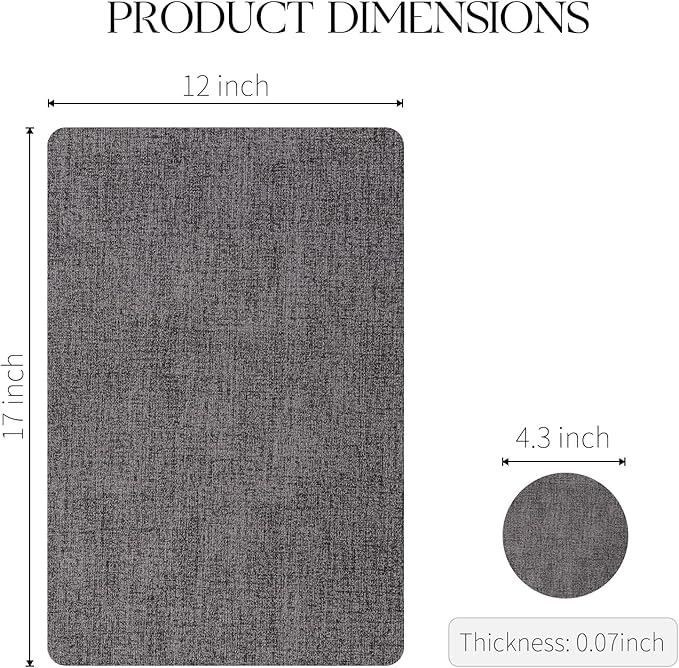 MOSAYT Placemats Set of 4, Heat Resistant Vinyl Place Mats with Coasters, Waterproof Wipeable Washable Faux Leather Table Mats for Kitchen Dining Party Indoor Outdoor, 12" x 17", Dark Light Grey